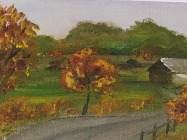 Original oil painting Aceo landscape cottage hand painted