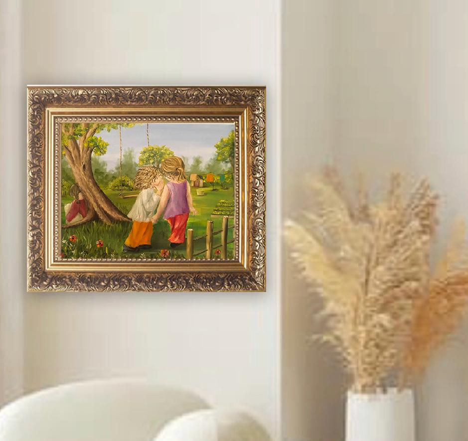 Friendship Landscape home 16x20 inches Original oil painting outdoor sunny day art wall hanging