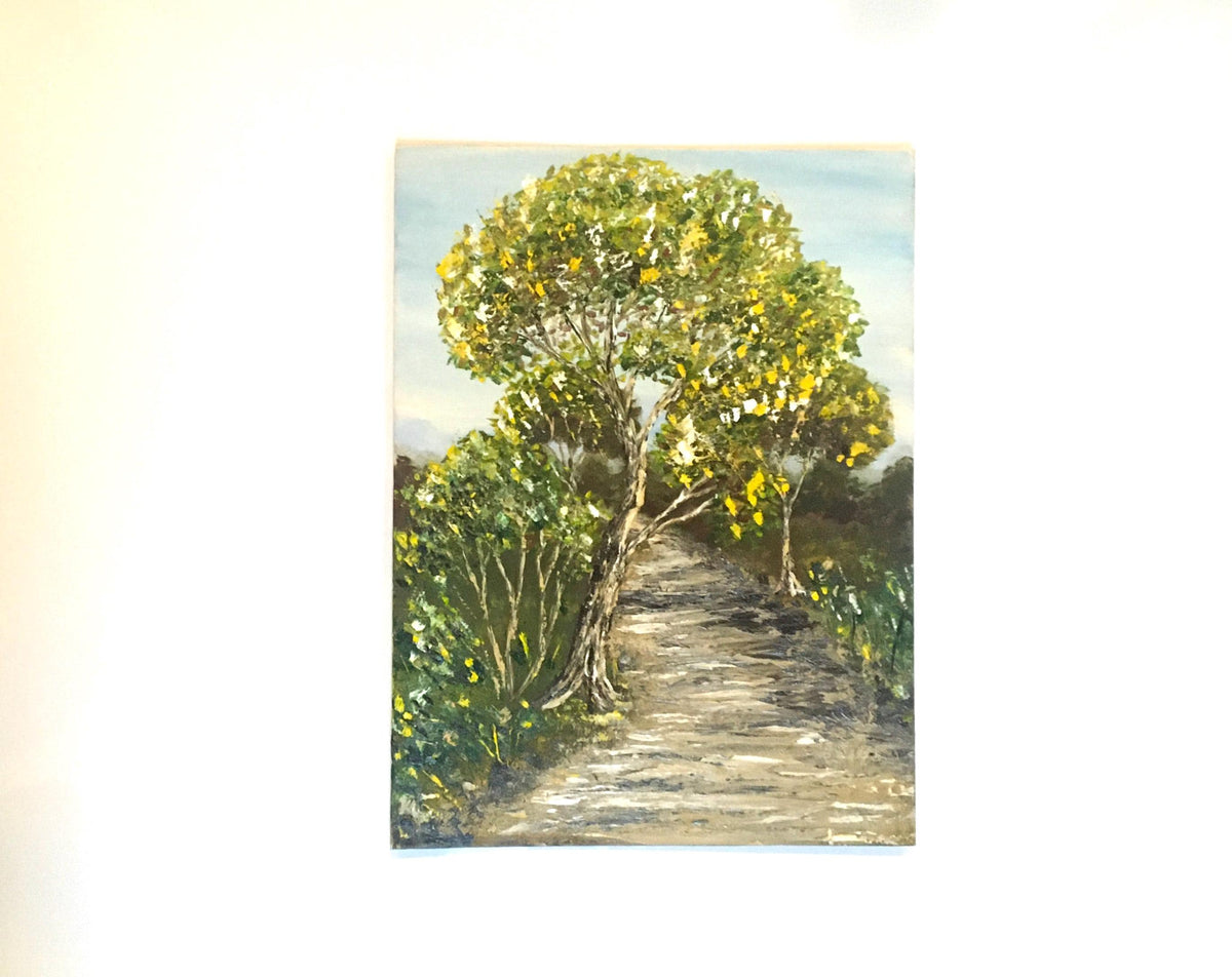 Landscape trees pathway 16x12 inches Original oil painting art wall hanging
