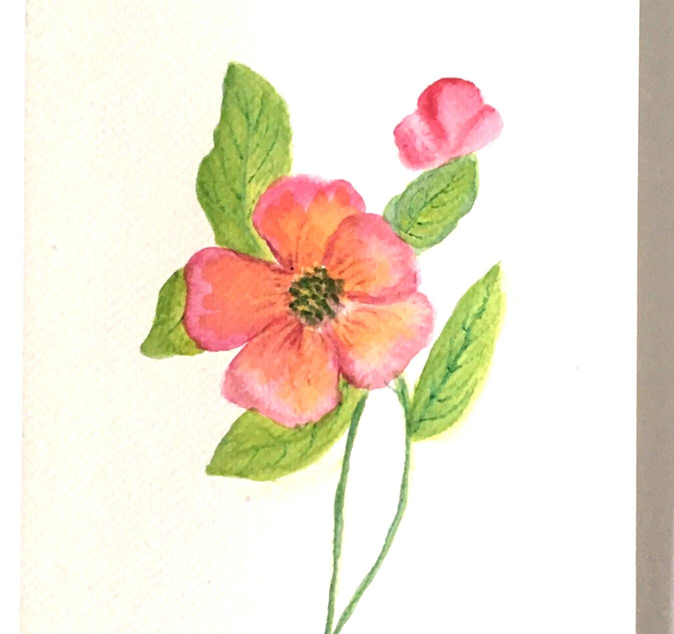 9x6 inches Original painting watercolor art flowers (not print)
