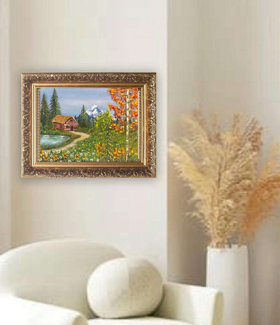 Landscape outdoor day 16x12 inches Original oil painting art wall hanging