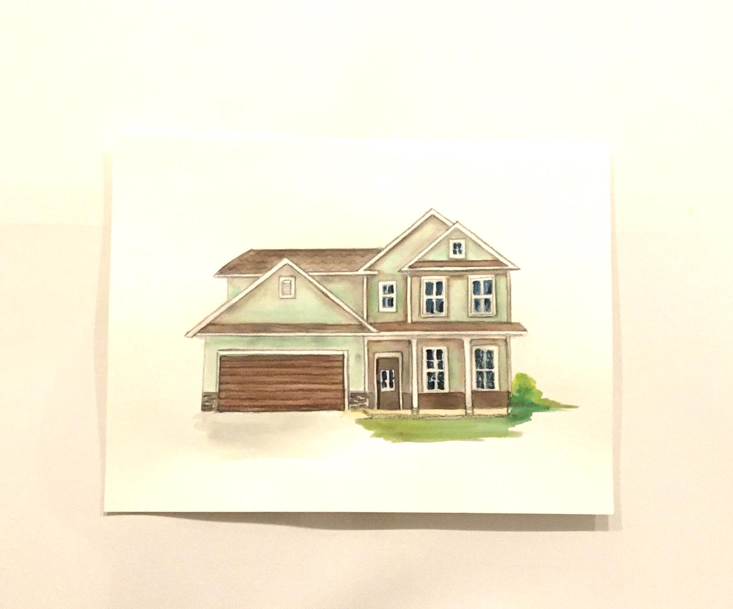 9x12 House building landscape Free shipping Original painting watercolor art (not print)