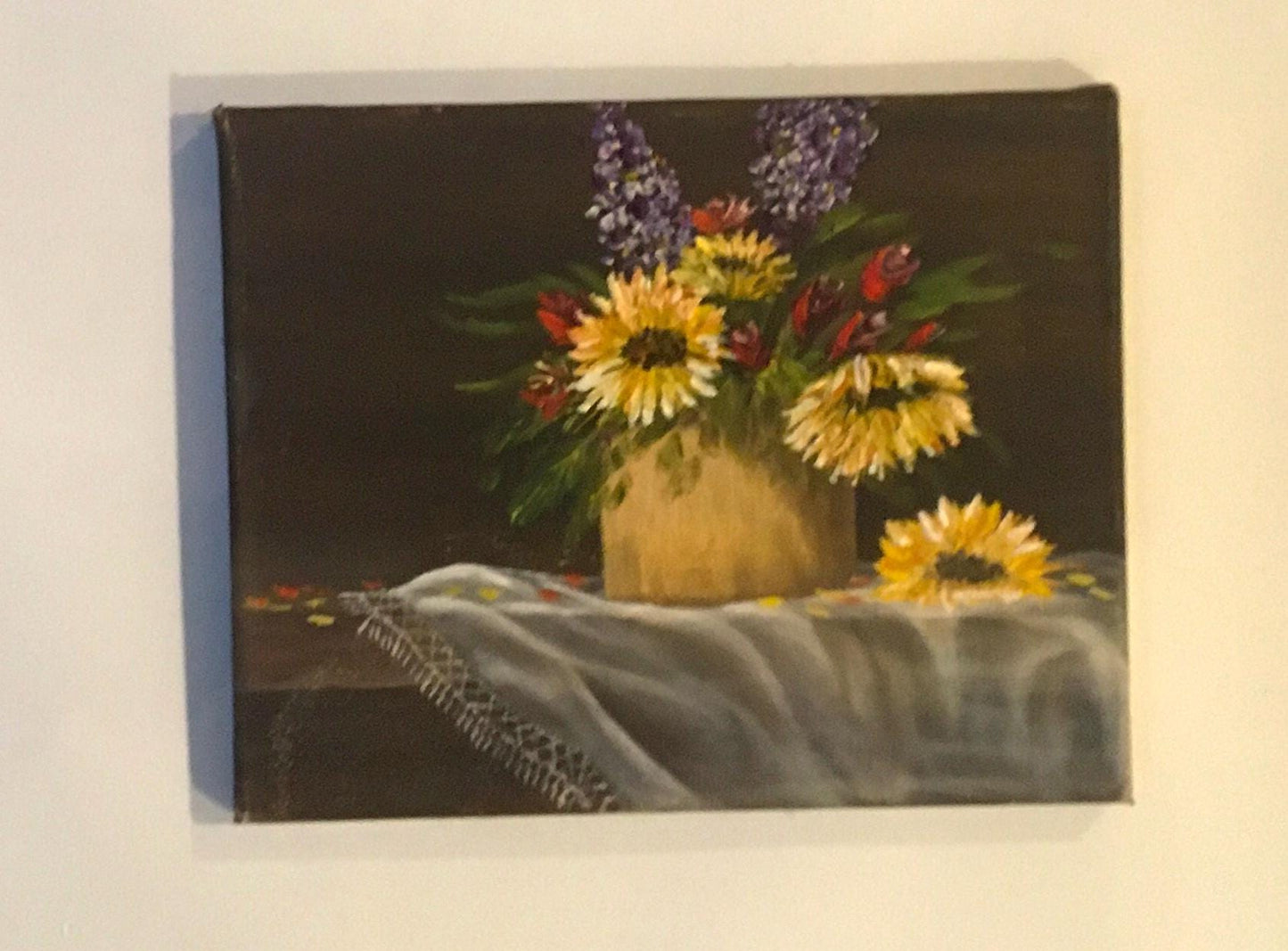 8x10 inches Original oil painting art sun flowers wall hanging