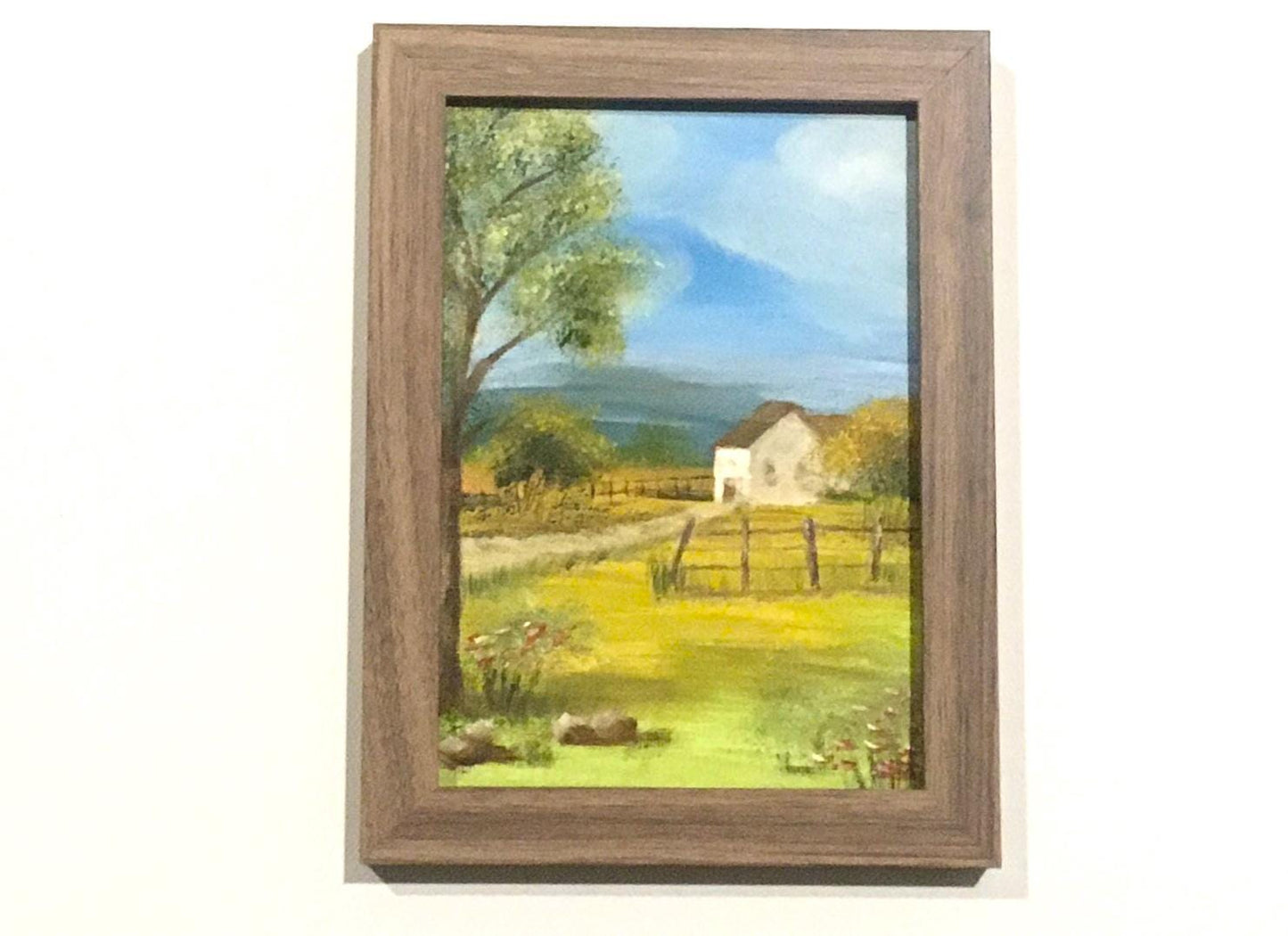 Original 5x7 art Landscape cottage trees oil painting art wall hanging