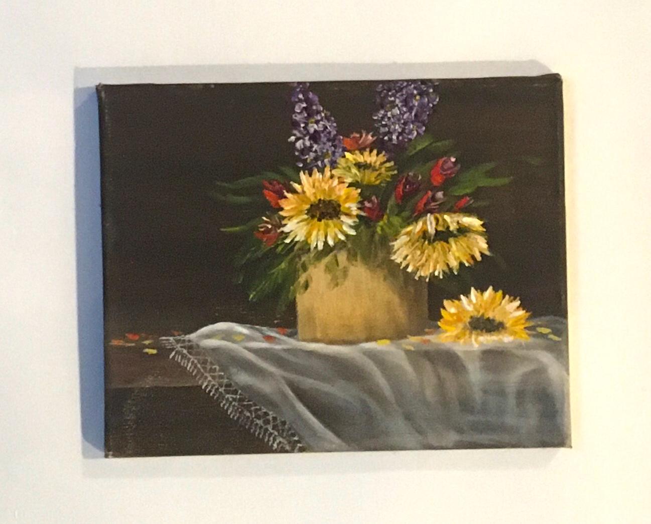 8x10 inches Original oil painting art sun flowers wall hanging