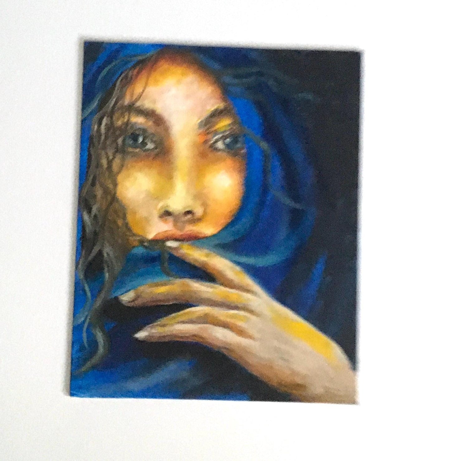 Girl portrait 8x10 inches Original oil painting still life art wall hanging