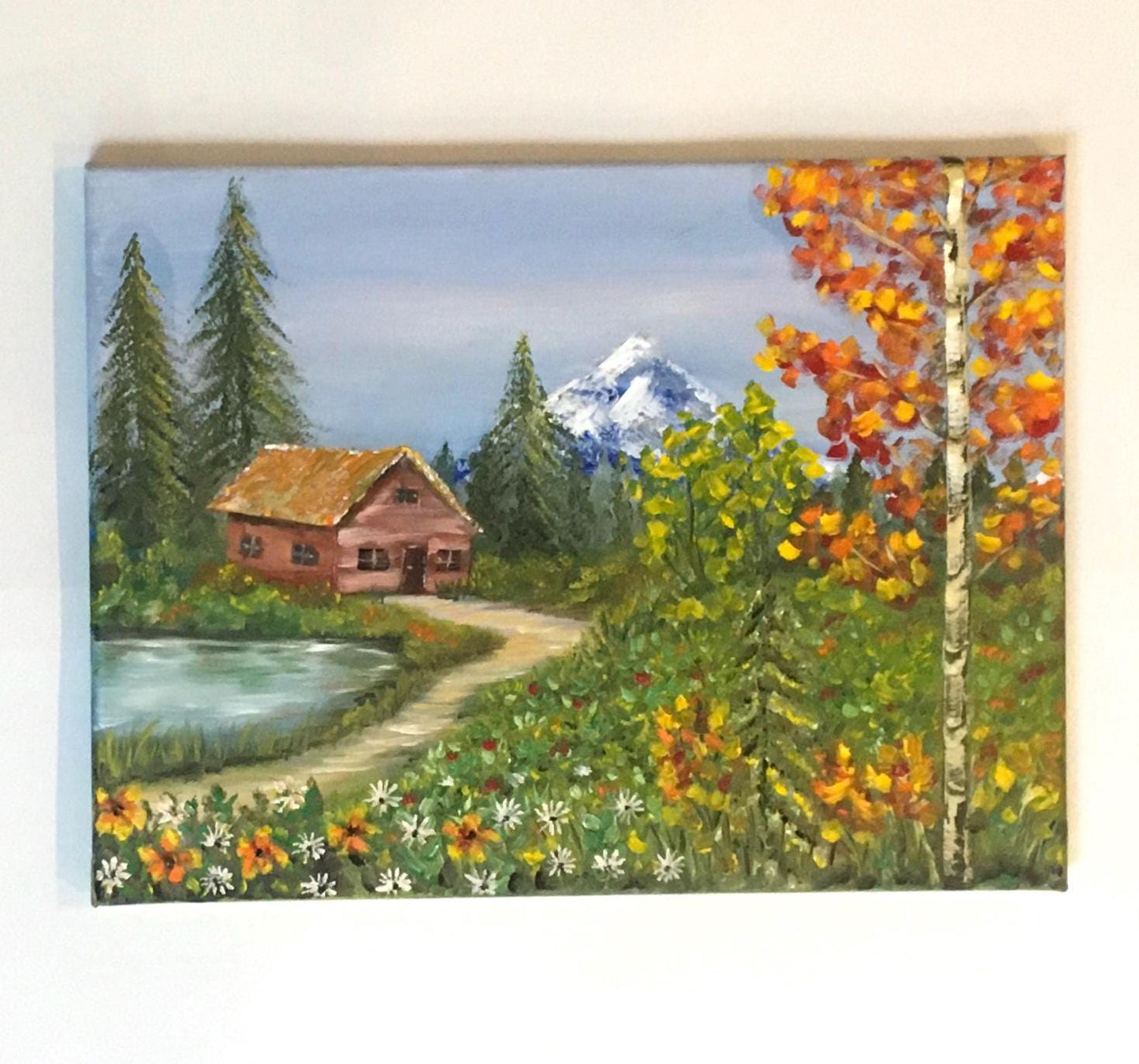 Landscape outdoor day 16x12 inches Original oil painting art wall hanging