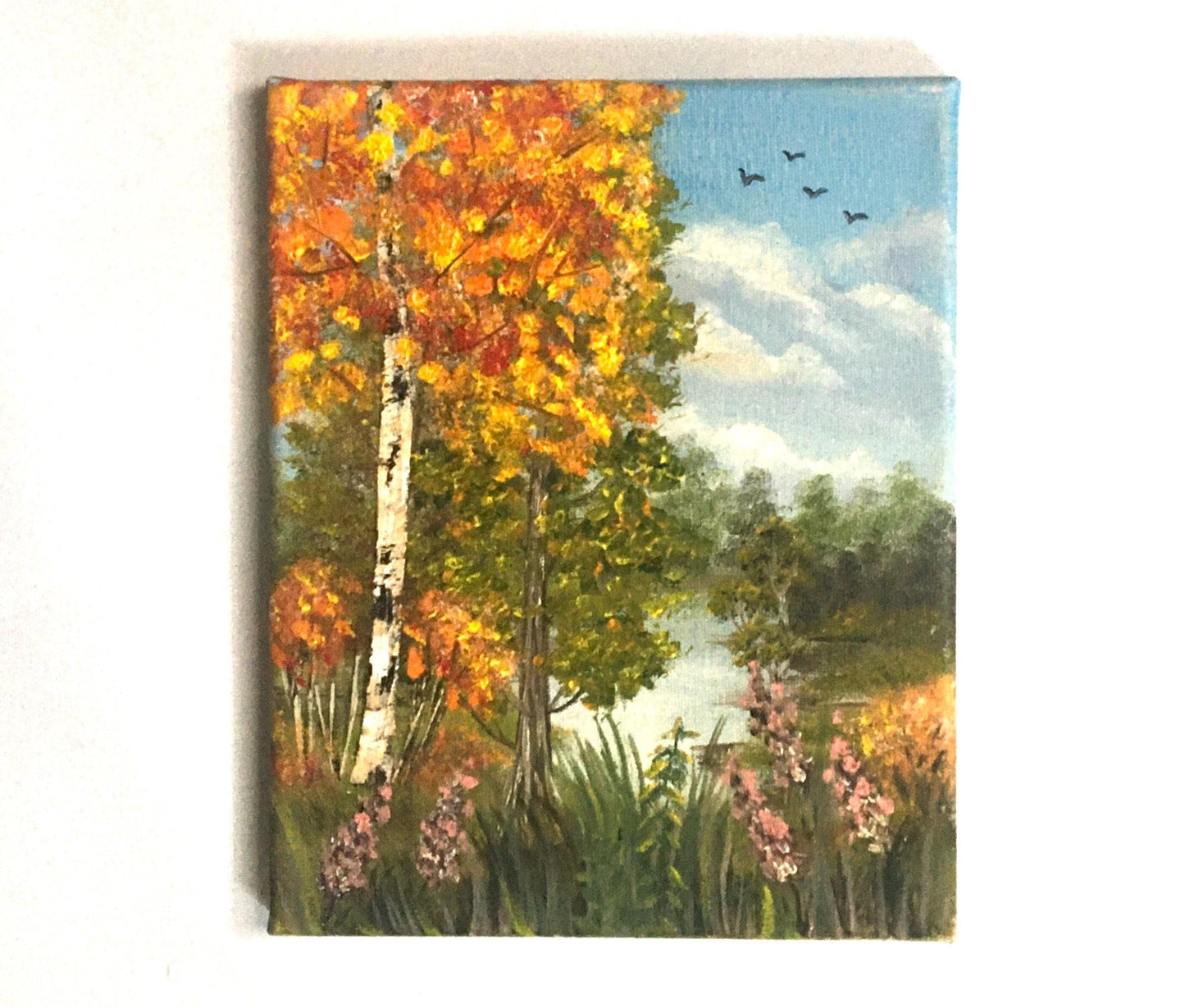 8x10 inches Landscape outdoor trees Original oil painting art wall hanging