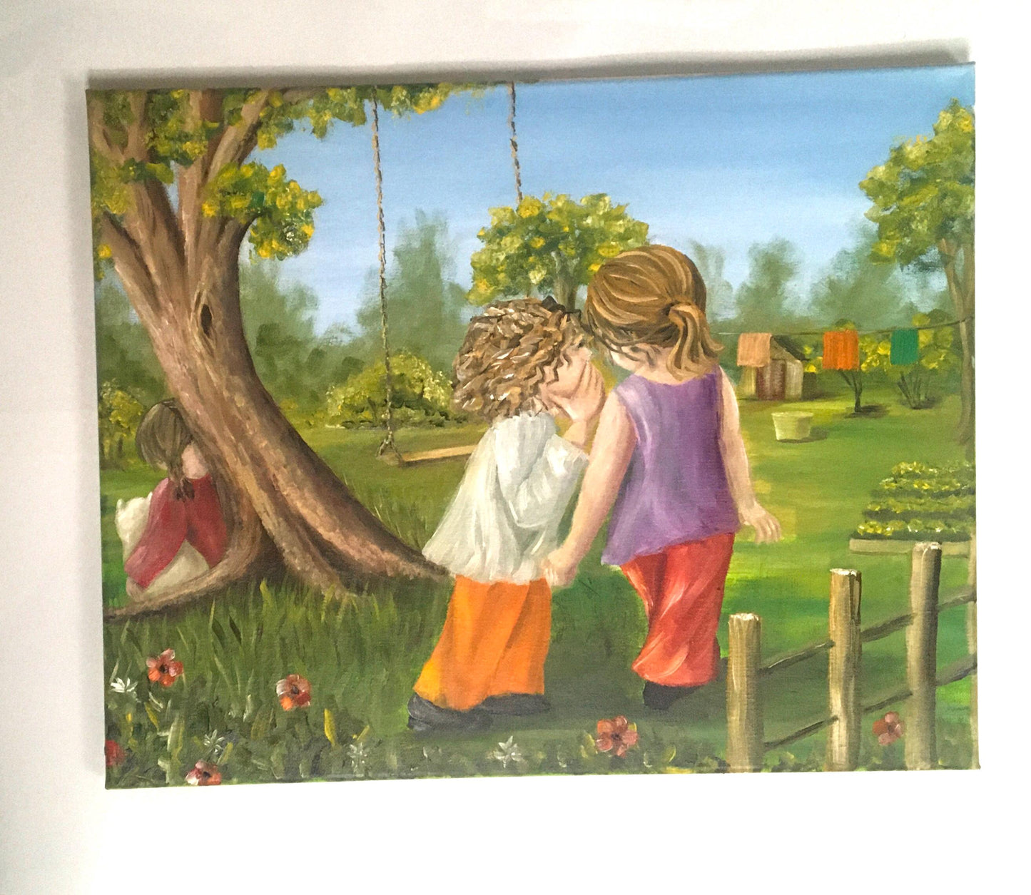 Friendship Landscape home 16x20 inches Original oil painting outdoor sunny day art wall hanging