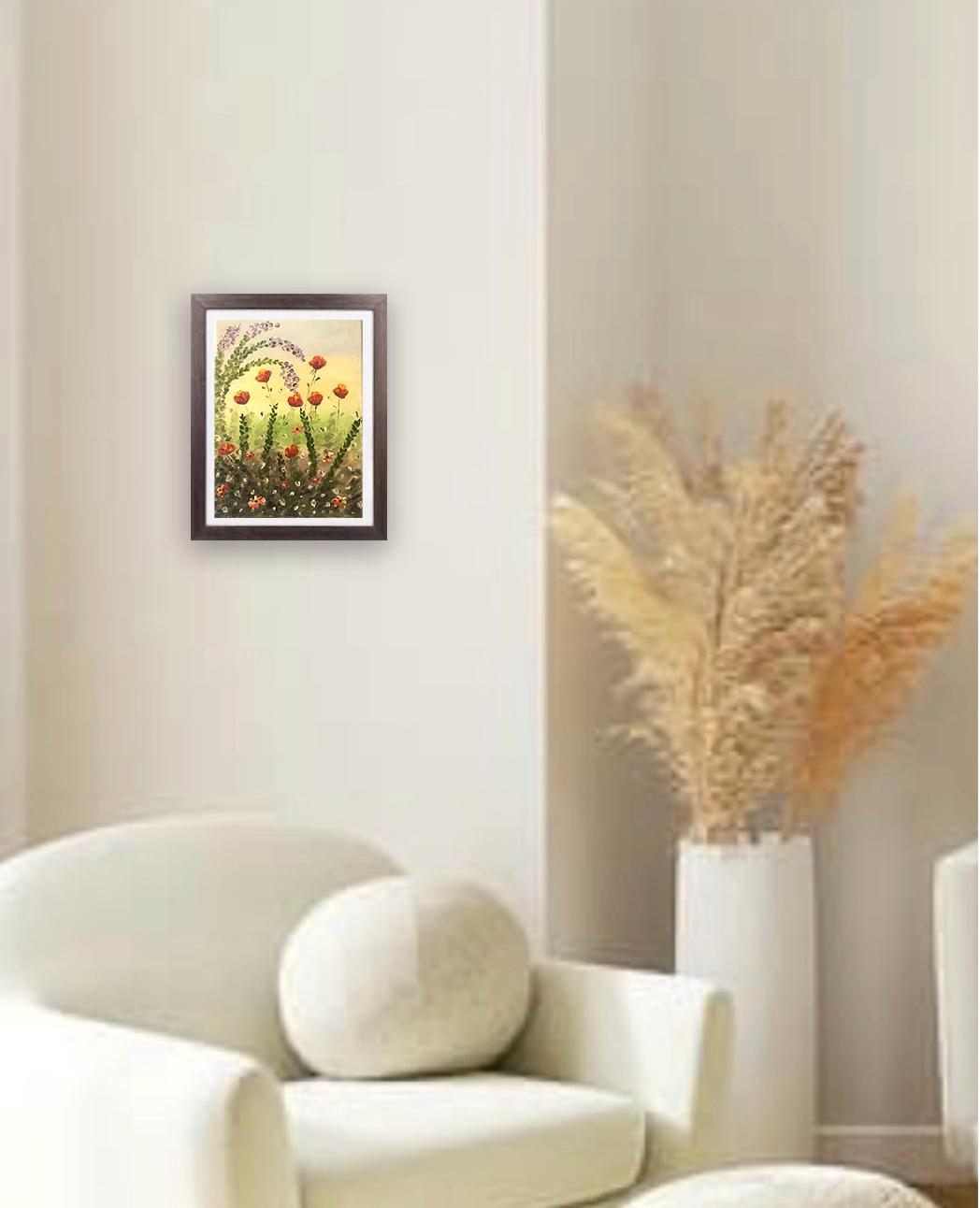 Original 12x16 inches oil painting flowers garden abstract canvas art