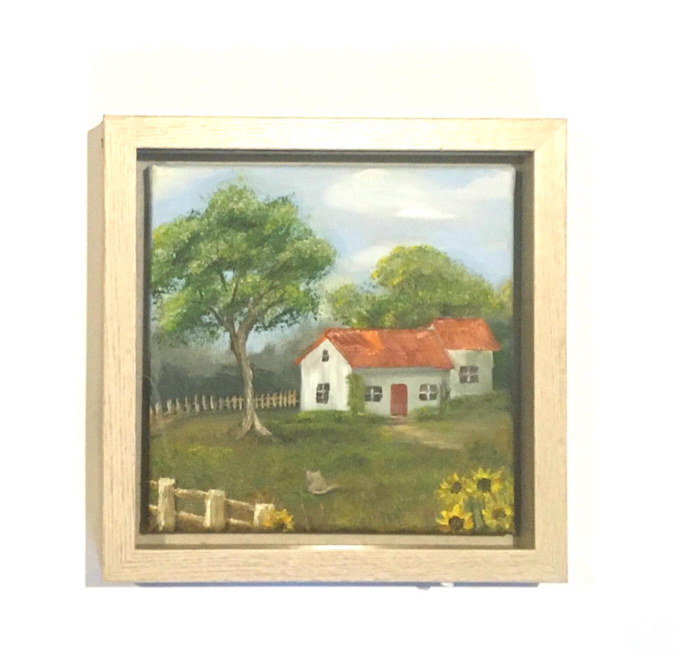 Original oil painting 8x8 inches landscape boat outdoors art ready ooak wall hanging gift
