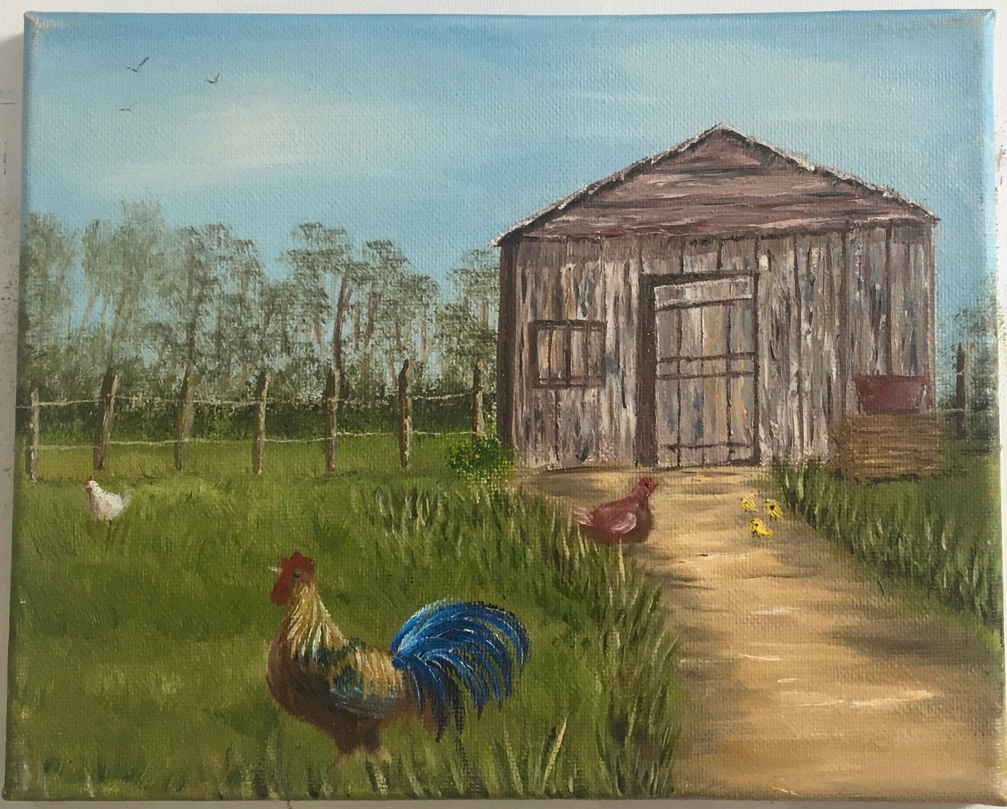 Original oil painting 8x10 inches farm landscape ooak wall hanging gift