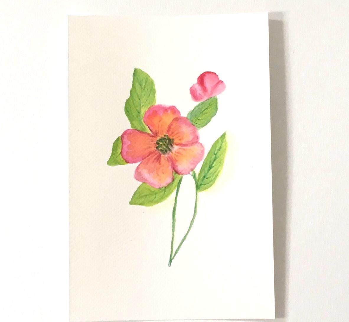 9x6 inches Original painting watercolor art flowers (not print)