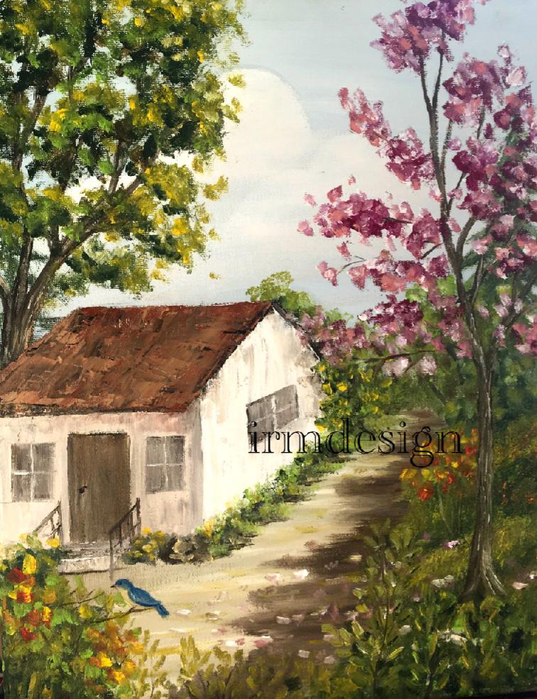 Original oil painting landscape outdoor farm art ready ooak wall hanging