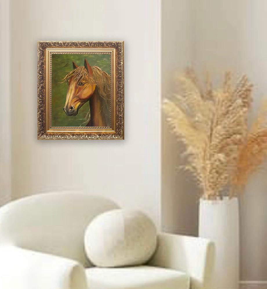 Original 12x16 inches oil painting horse canvas art