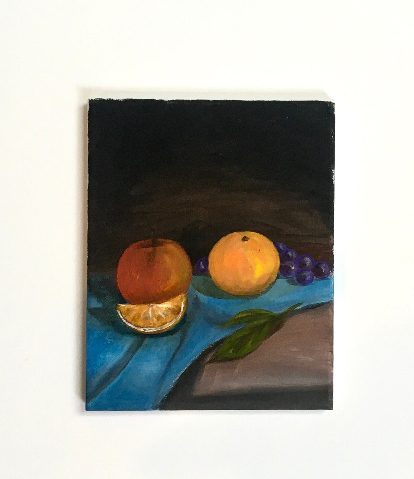 Original oil painting art fruits apple orange kitchen food wall hanging