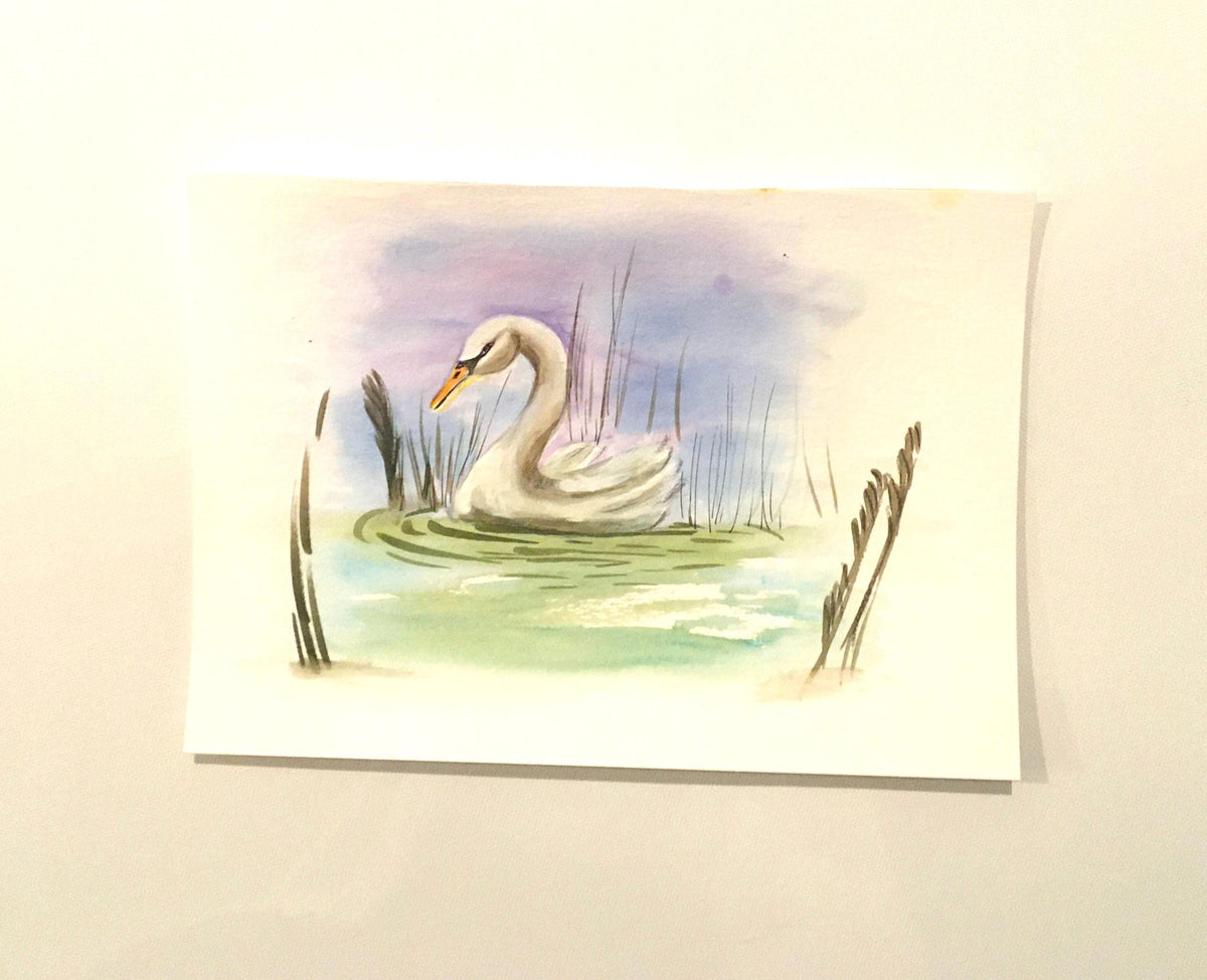 Swan duck 7x10 inches Original painting watercolor art (not print)