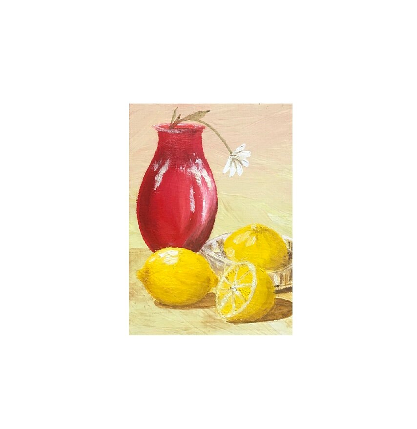 Ready to ship Original art still life lemons oil painting art wall hanging