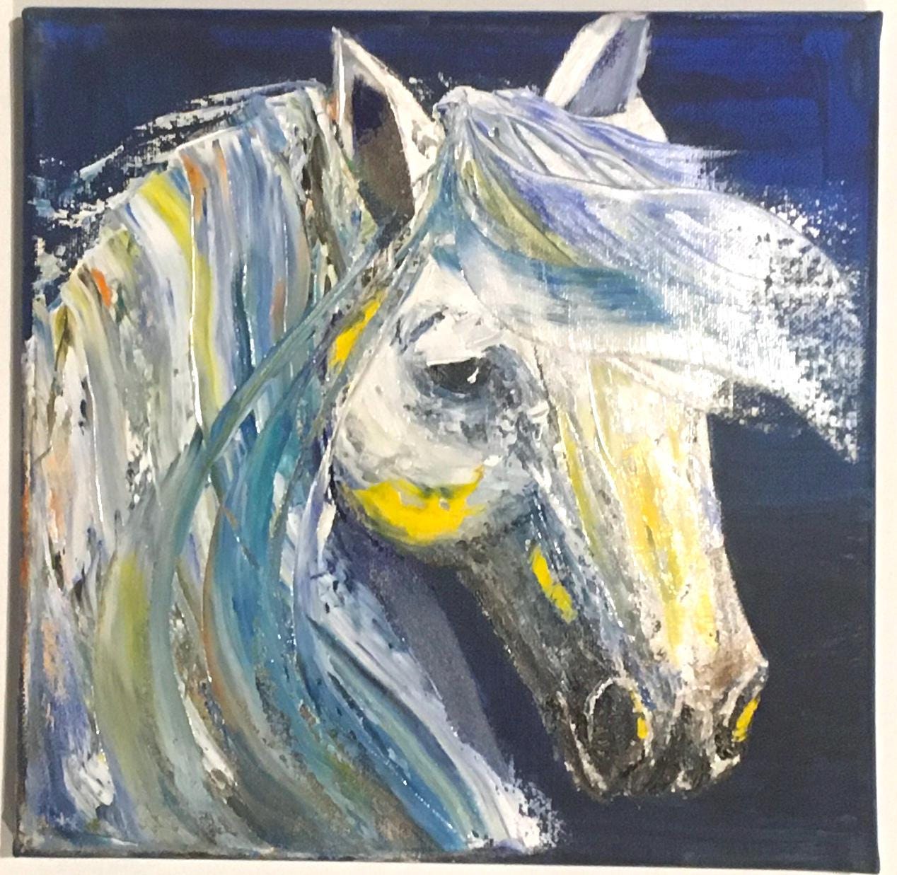 Horse 10x10 Original oil painting art ready ooak wall hanging gift
