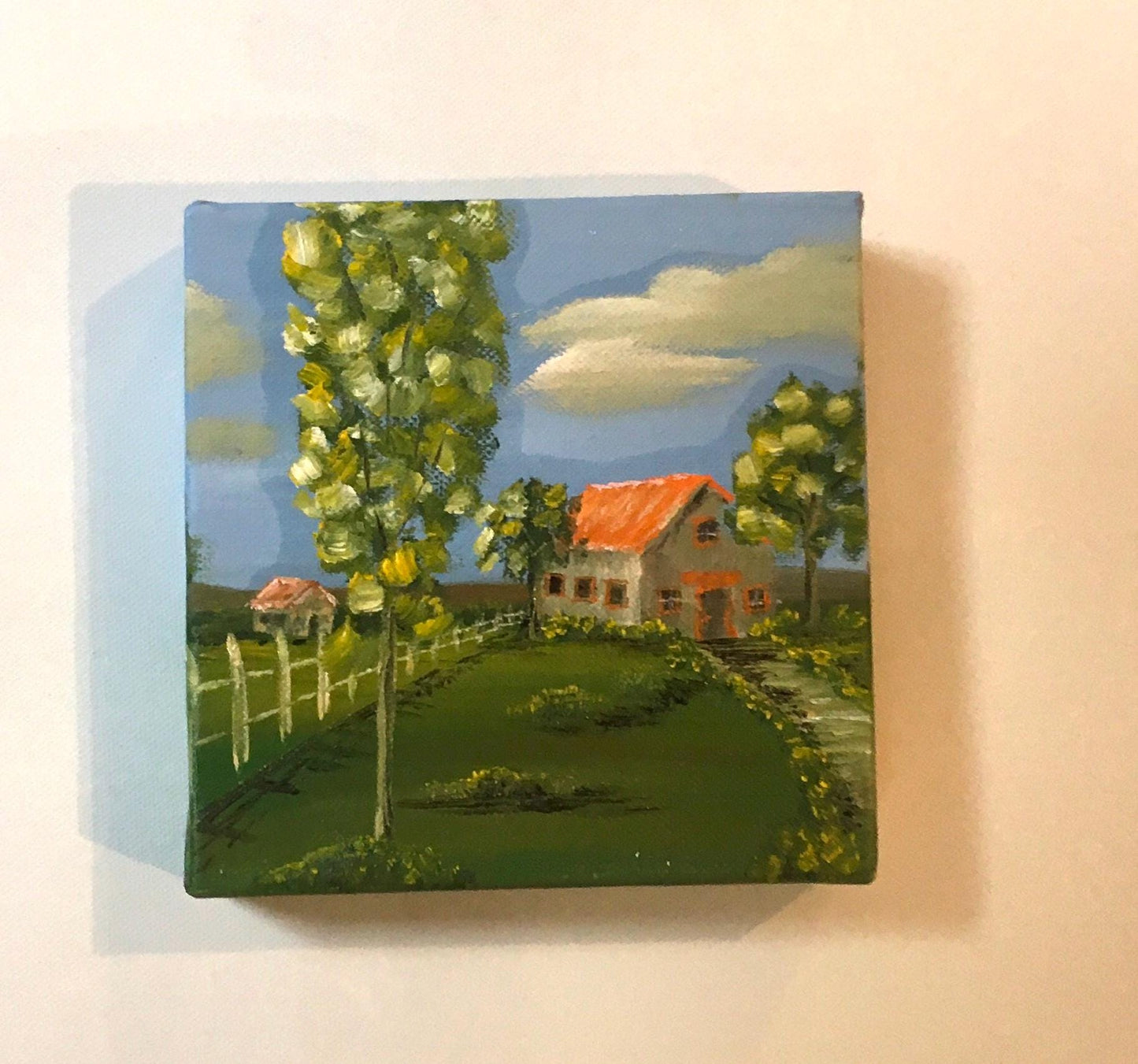 Landscape 6x6 inches Original oil painting art wall hanging