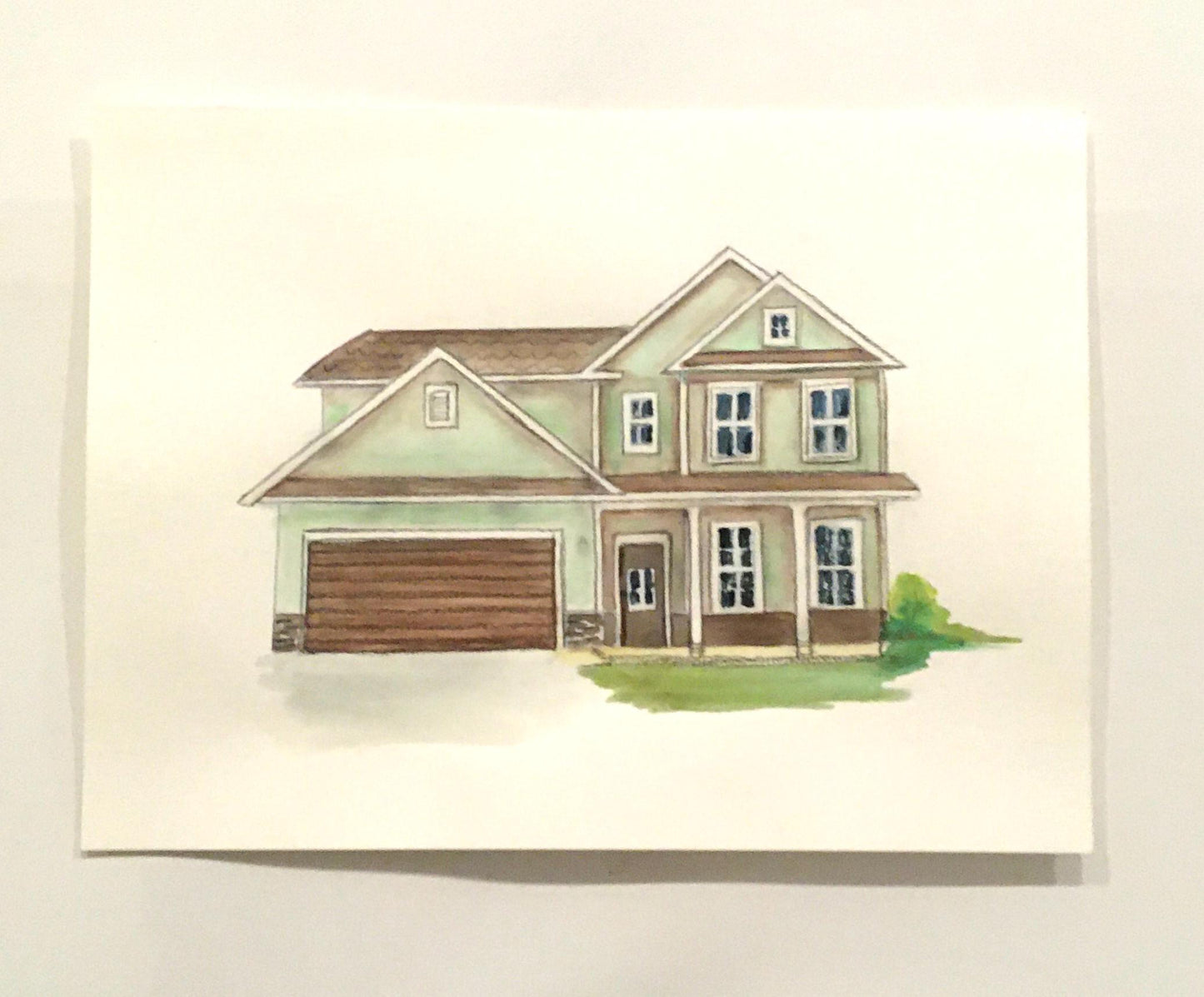9x12 House building landscape Free shipping Original painting watercolor art (not print)