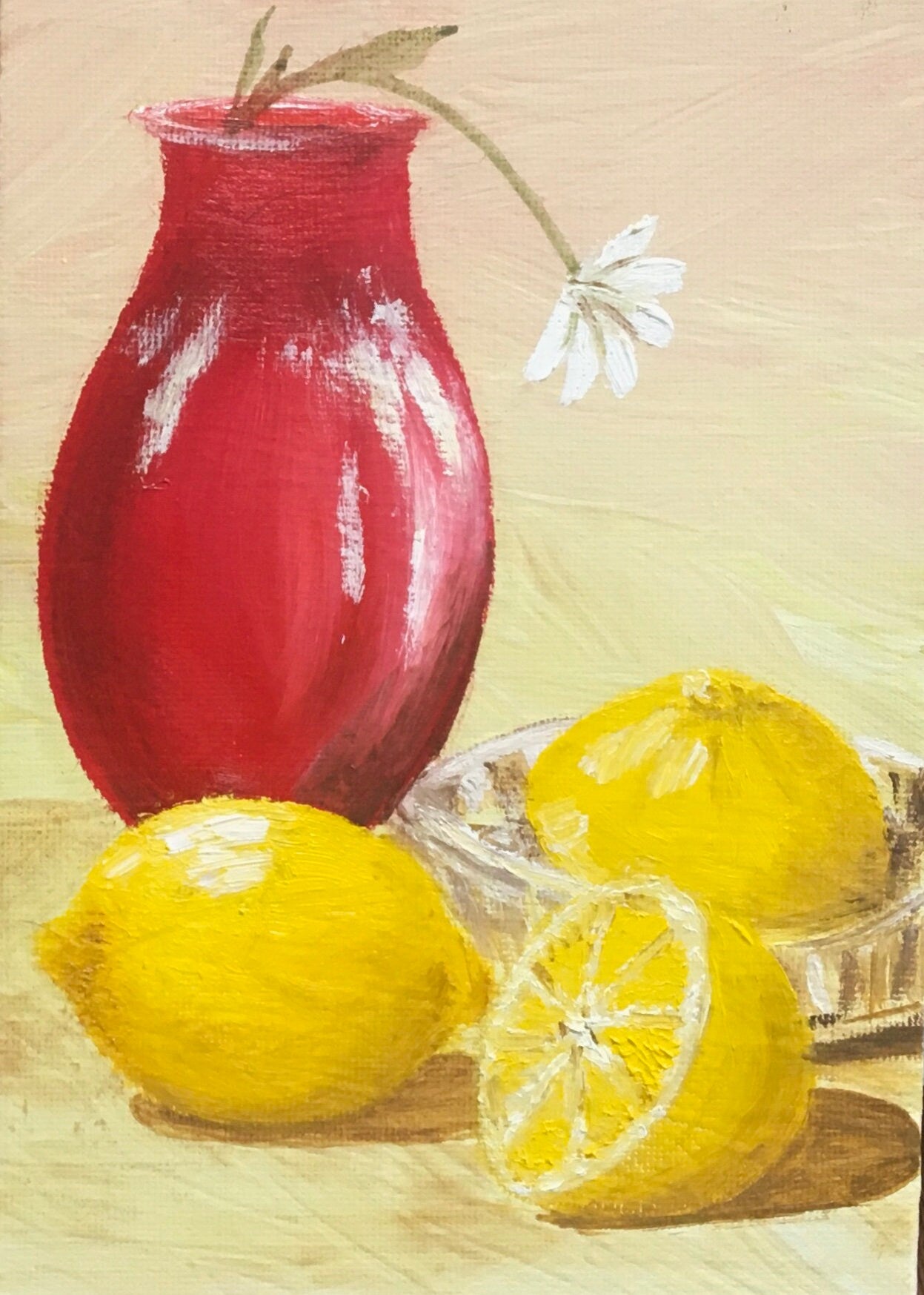 Ready to ship Original art still life lemons oil painting art wall hanging