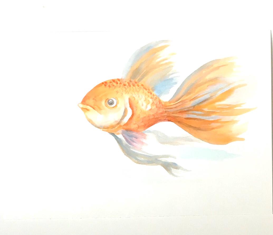 Fish 7x10 inches Original painting watercolor art (not print)