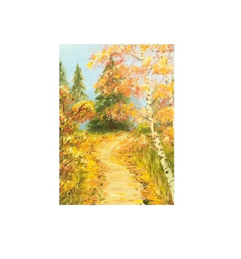 Original art Landscape autumn path fall trees oil painting art wall hanging