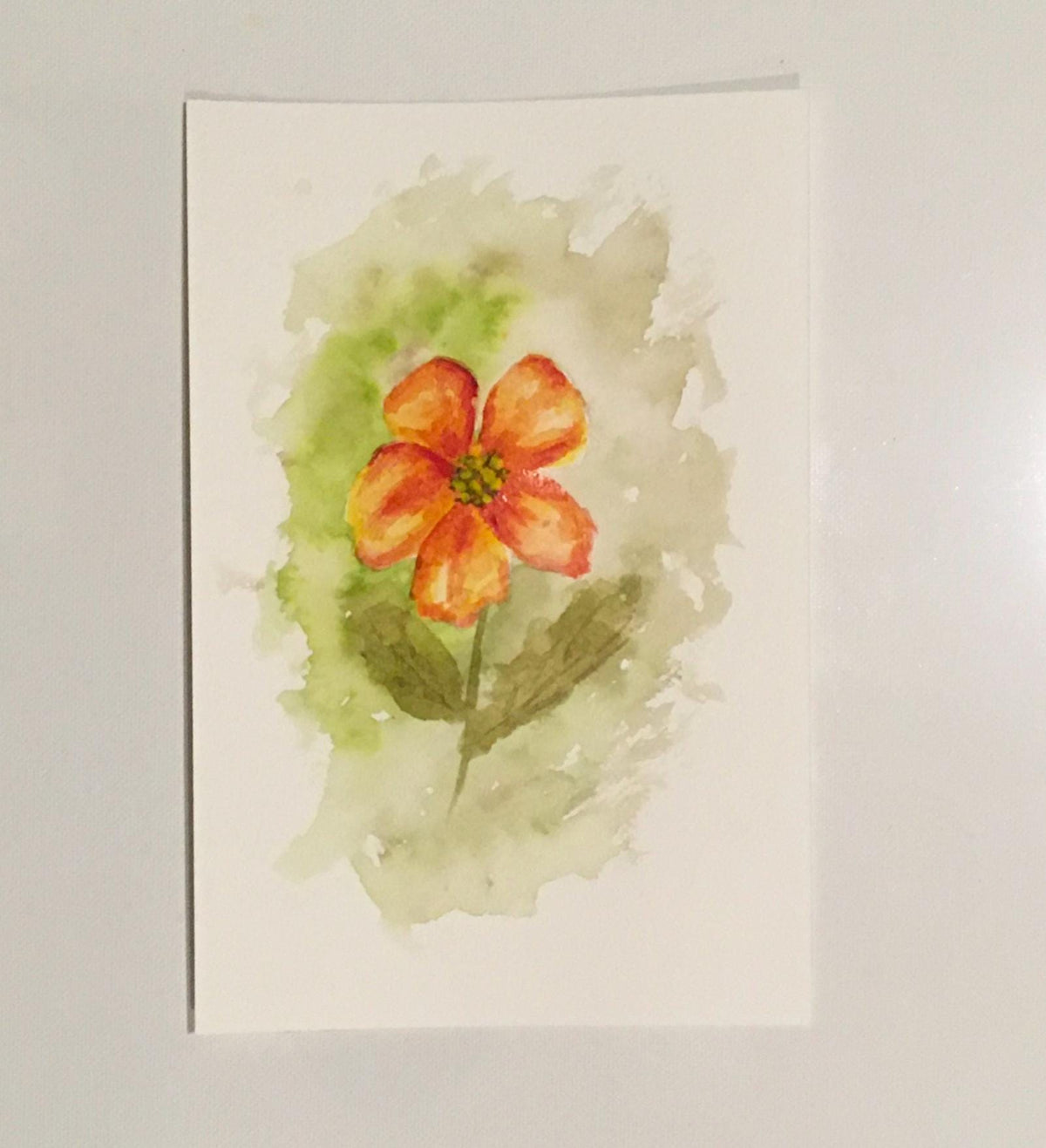 Red flower 9x6 inches Original painting watercolor art flowers (not print)