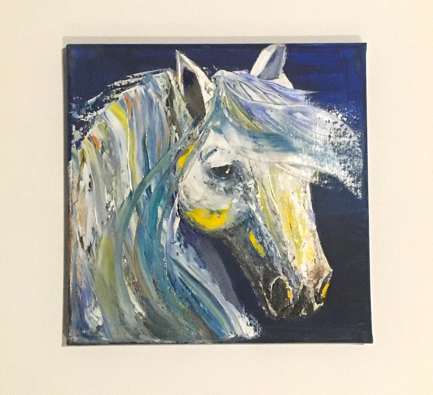 Horse 10x10 Original oil painting art ready ooak wall hanging gift