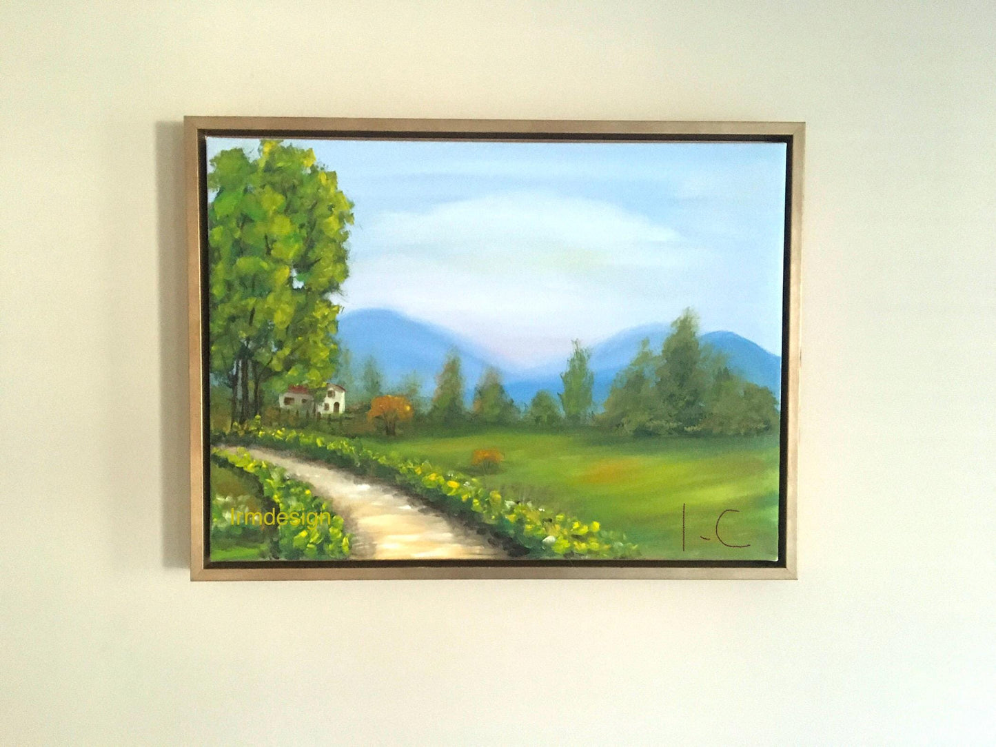 Framed Landscape outdoor 24 x 18 inches Original oil painting art wall hanging