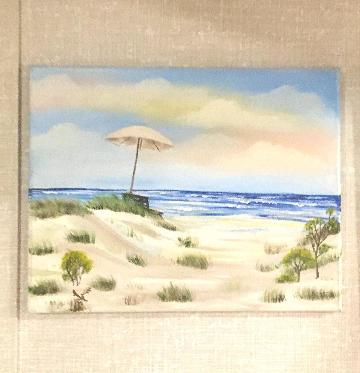 Original oil painting ocean beach lighthouse art ready ooak wall hanging gift
