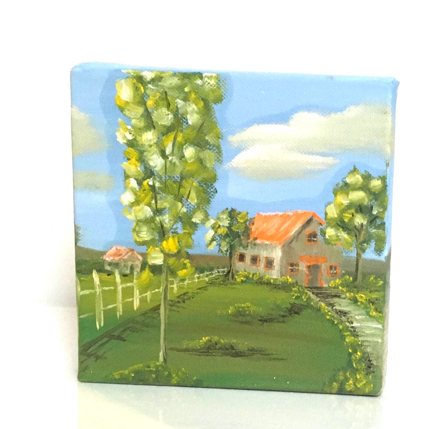 Landscape 6x6 inches Original oil painting art wall hanging