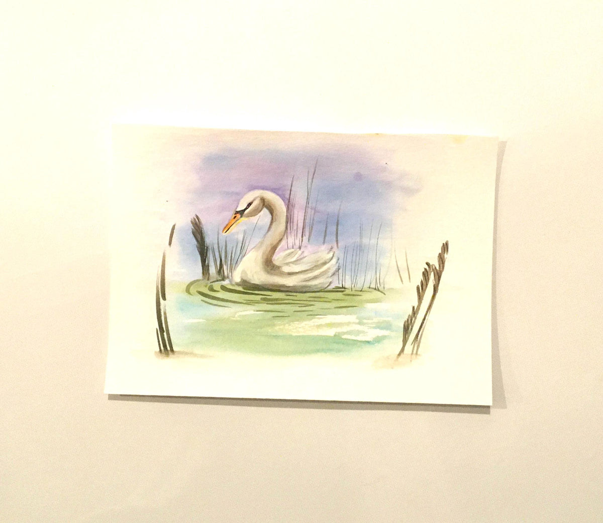 Swan duck 7x10 inches Original painting watercolor art (not print)