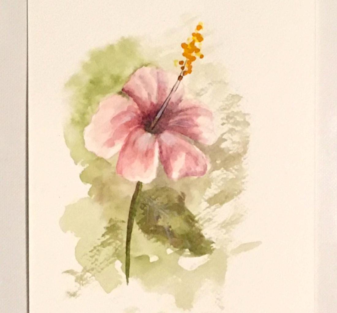 Pink flower 9x6 inches Original painting watercolor art flowers (not print)
