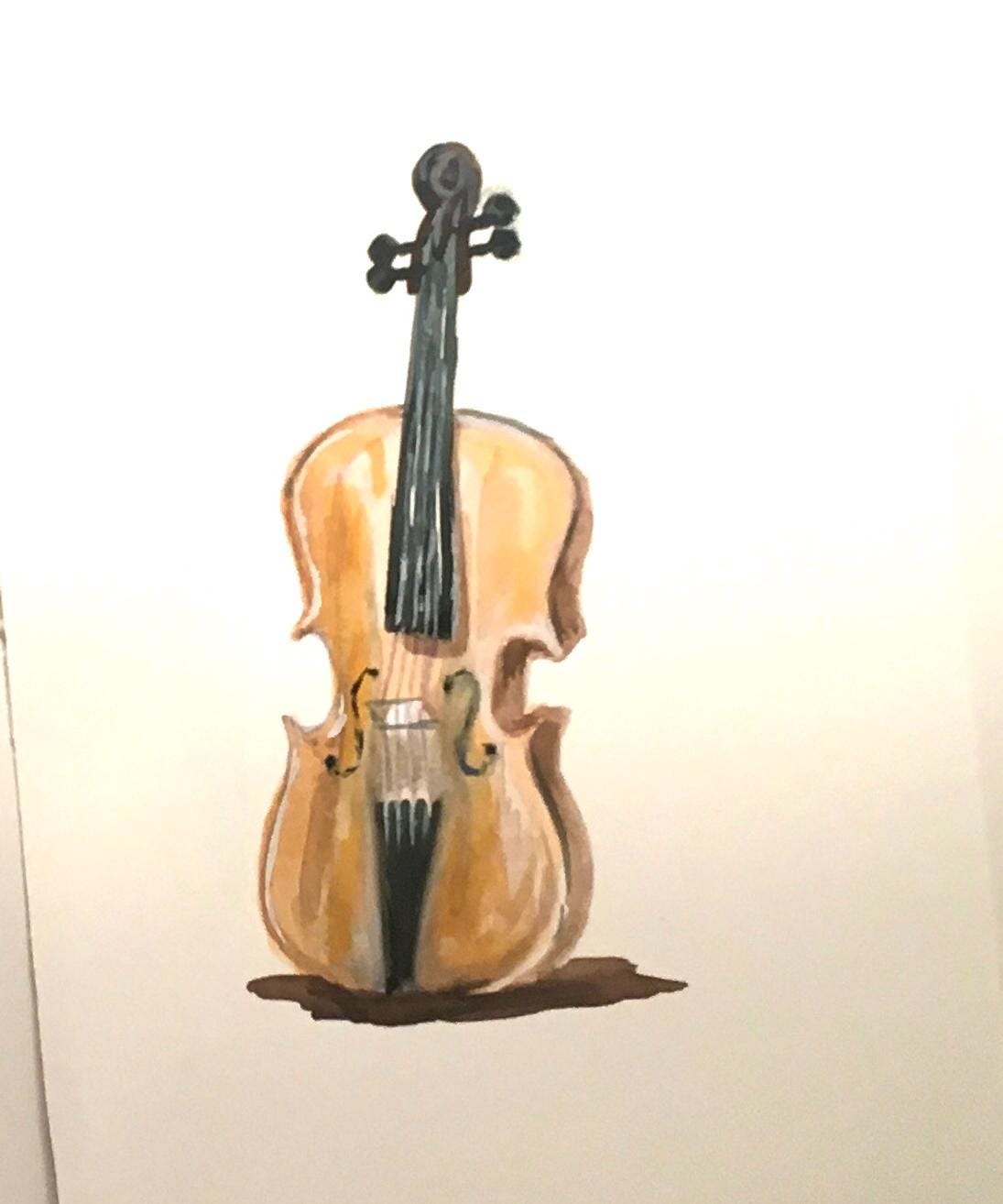 Violin 7x10 inches Original painting watercolor (not print)