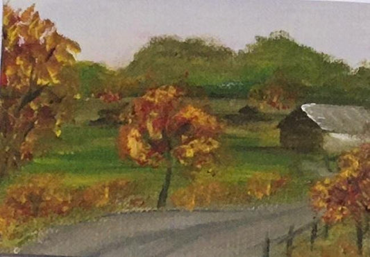 Original oil painting Aceo landscape cottage hand painted
