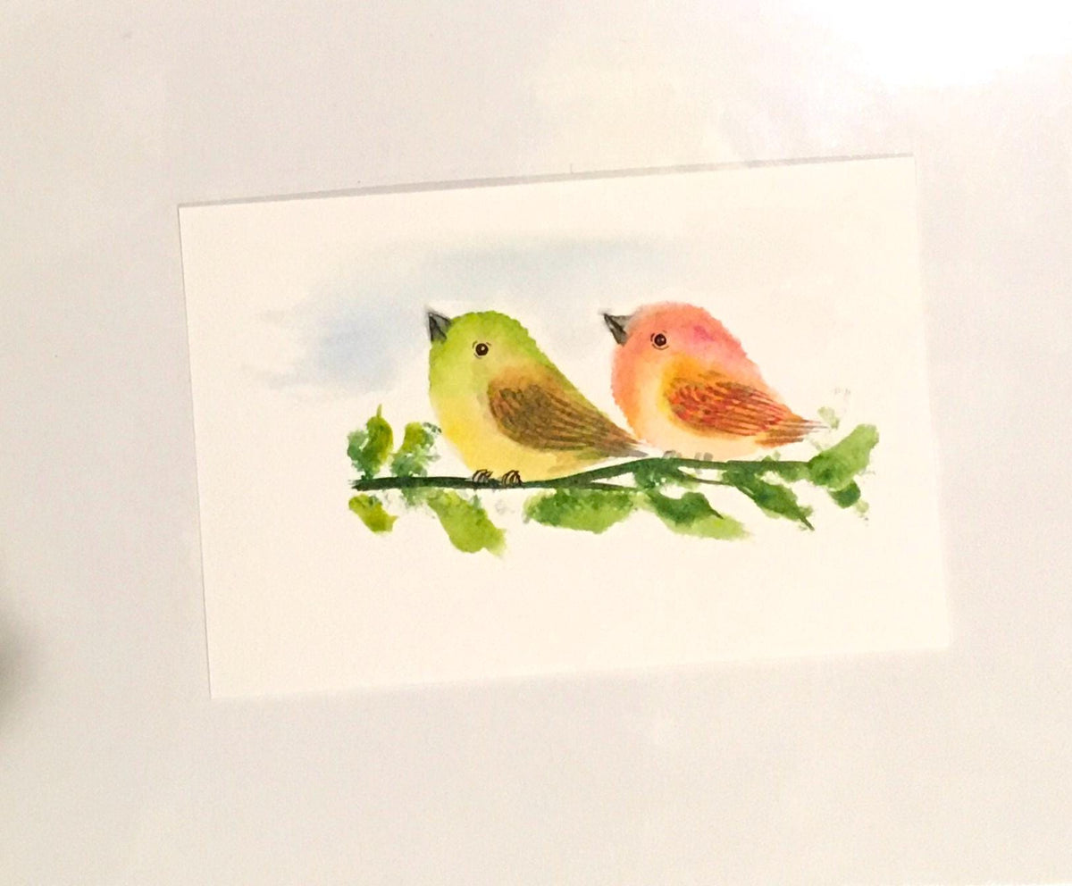 Two birds Original painting watercolor art (not print)