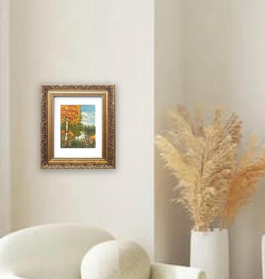 8x10 inches Landscape outdoor trees Original oil painting art wall hanging