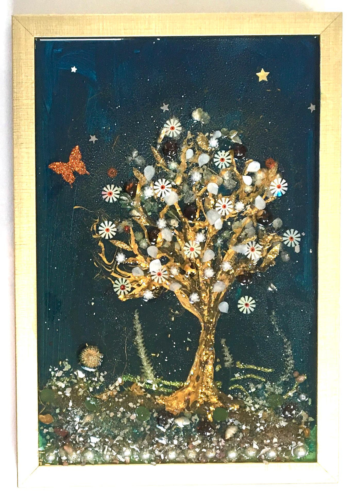 Tree Original painting 3D glass resin art ooak collectable gift