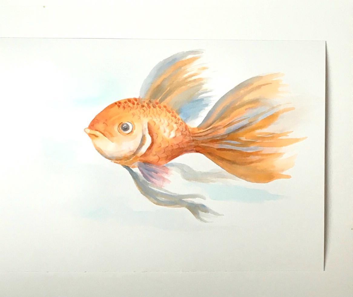 Fish 7x10 inches Original painting watercolor art (not print)