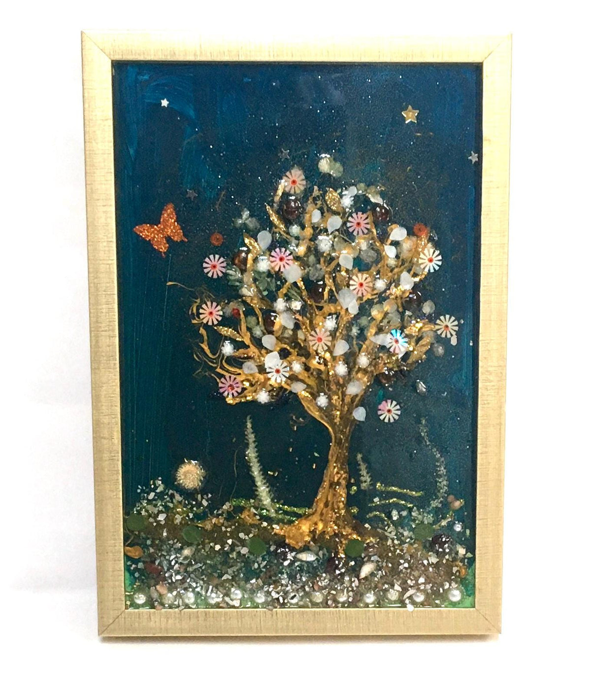Tree Original painting 3D glass resin art ooak collectable gift