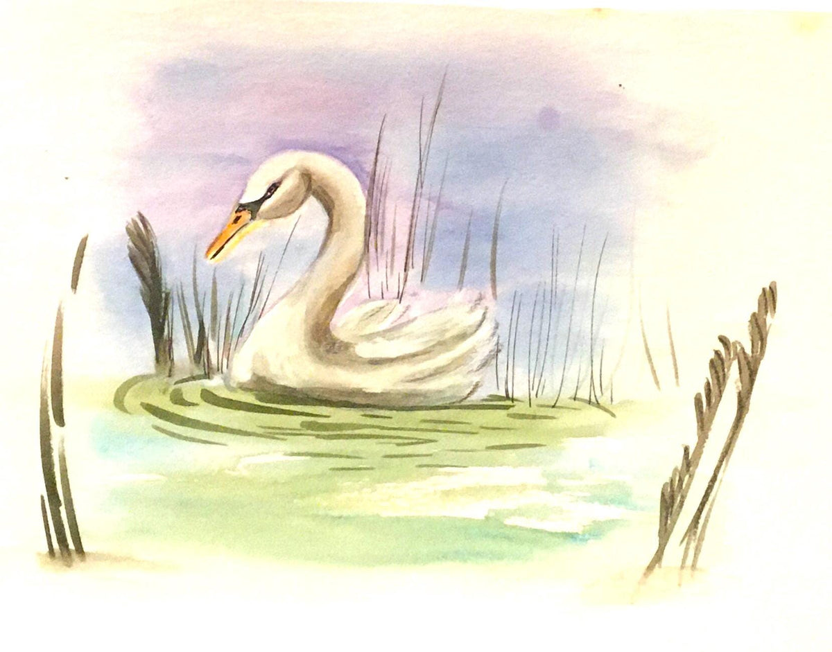 Swan duck 7x10 inches Original painting watercolor art (not print)