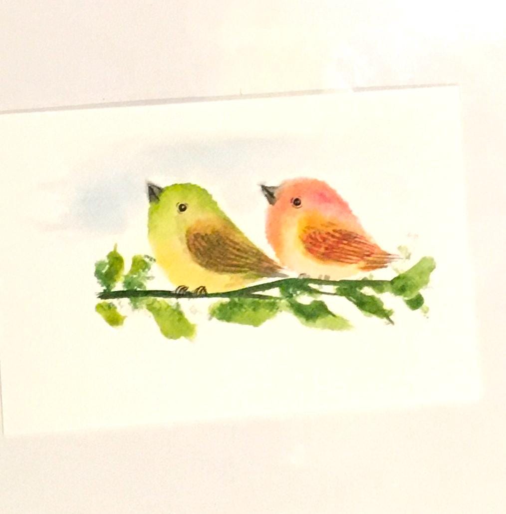 Two birds Original painting watercolor art (not print)