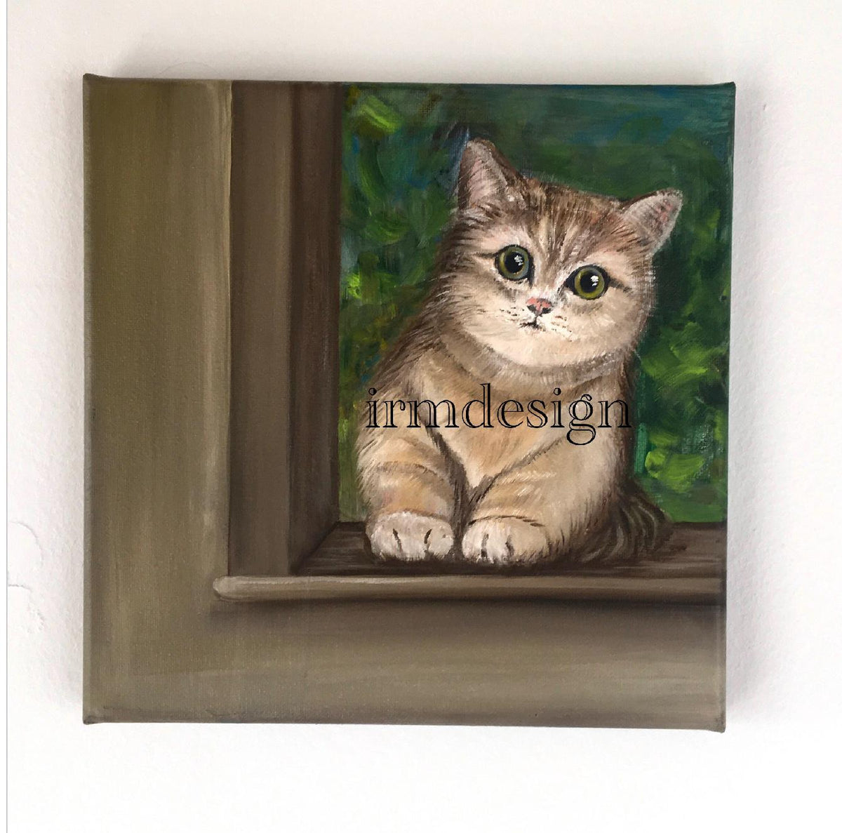 Original oil painting cat kitten art ready ooak wall hanging gift