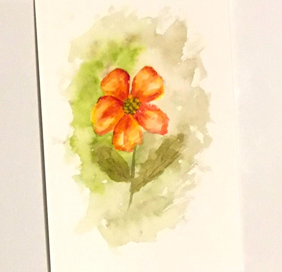 Red flower 9x6 inches Original painting watercolor art flowers (not print)