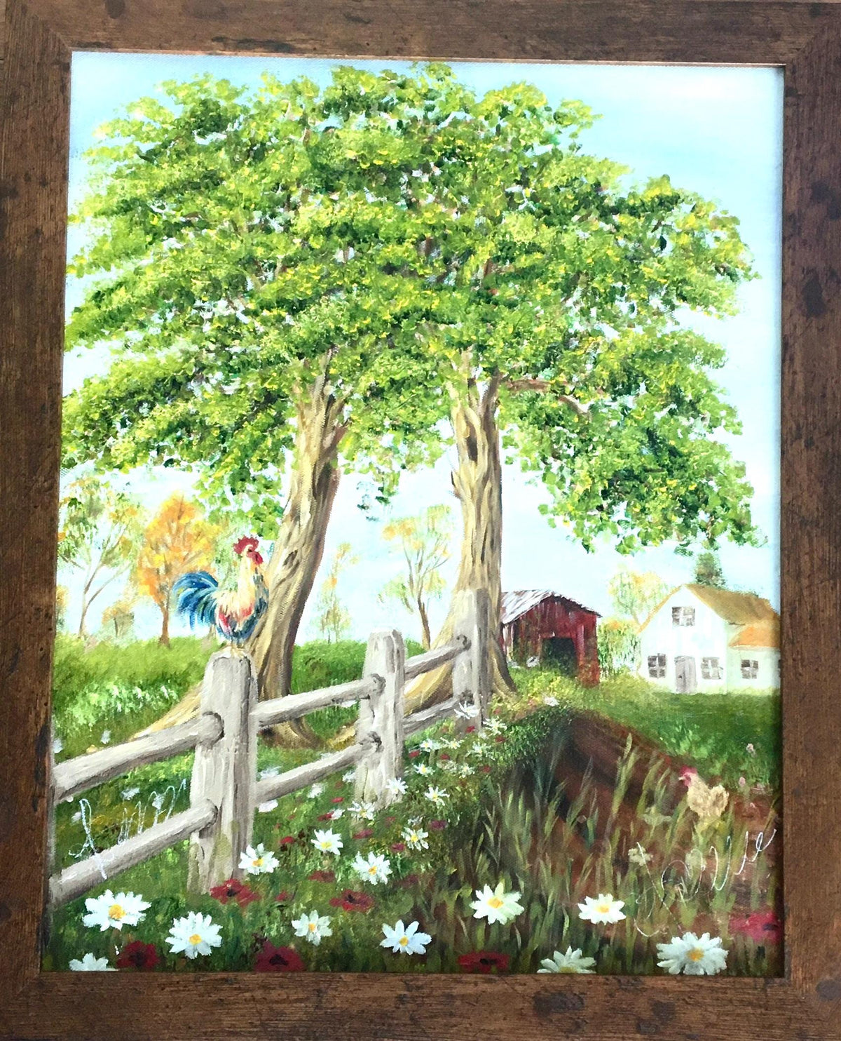 Original oil painting landscape happy farm art ready ooak wall hanging gift