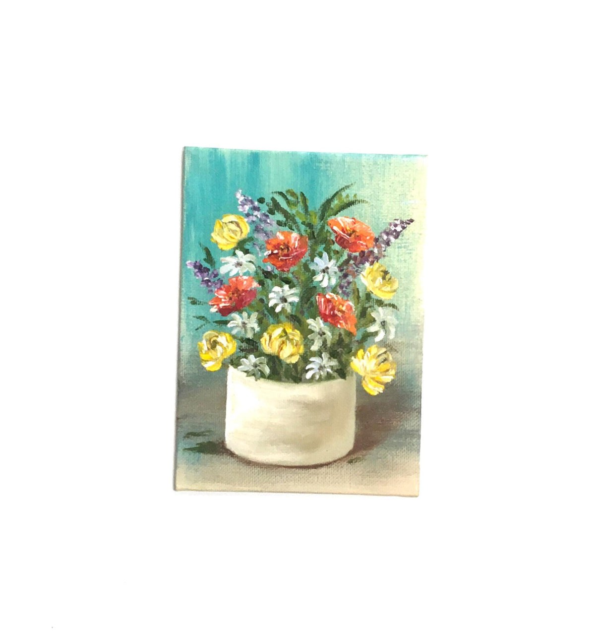 5x7 Original art still life flowers framed oil painting art wall hanging