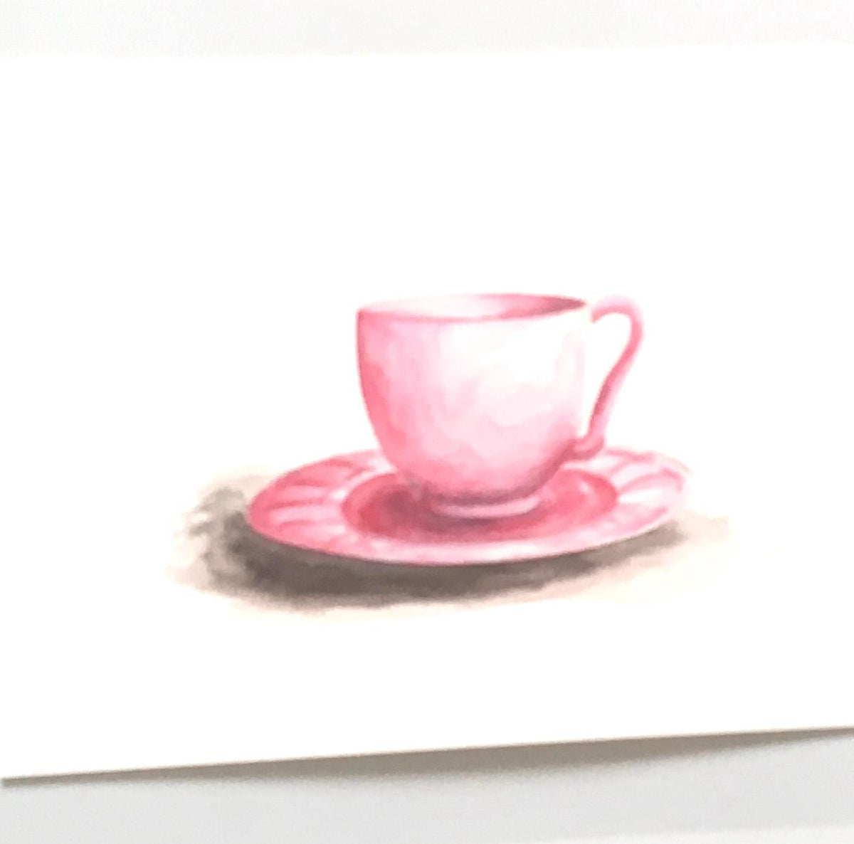 Pink teacup 12x9 inches Original painting watercolor art (not print)