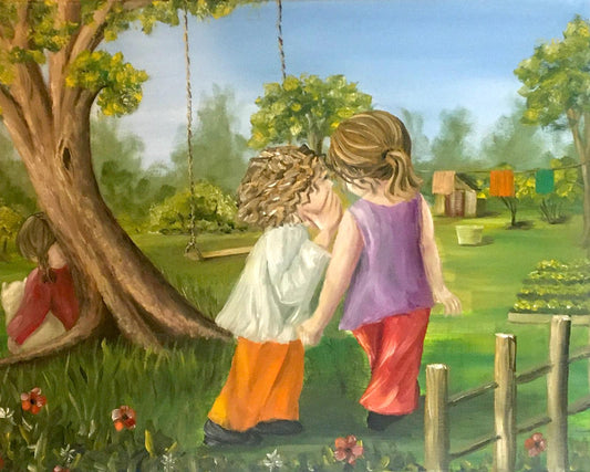 Friendship Landscape home 16x20 inches Original oil painting outdoor sunny day art wall hanging